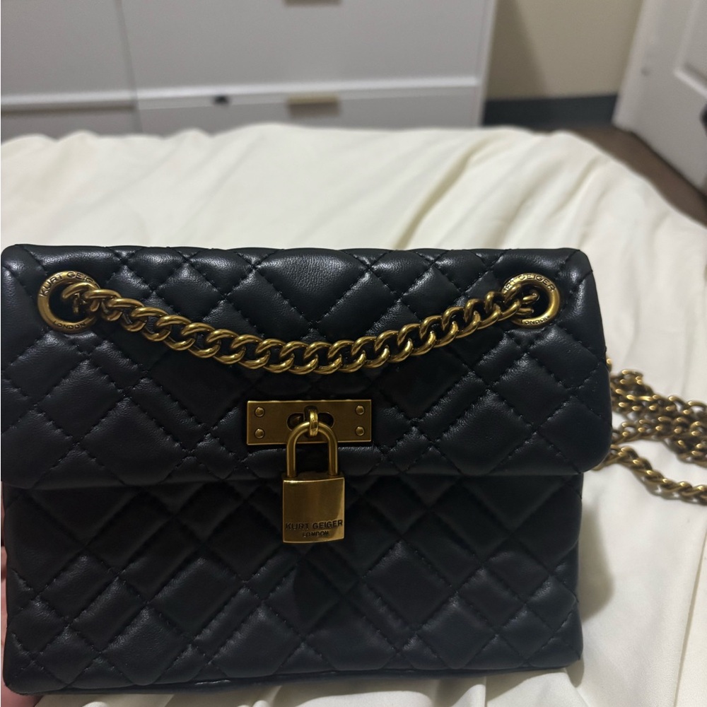 Kurt Geiger Black Quilted Chain Bag